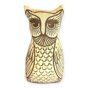 Vintage Owl Door Stop Pillow Rustic Burlap Double-Sided Cottage Decor 8.5"